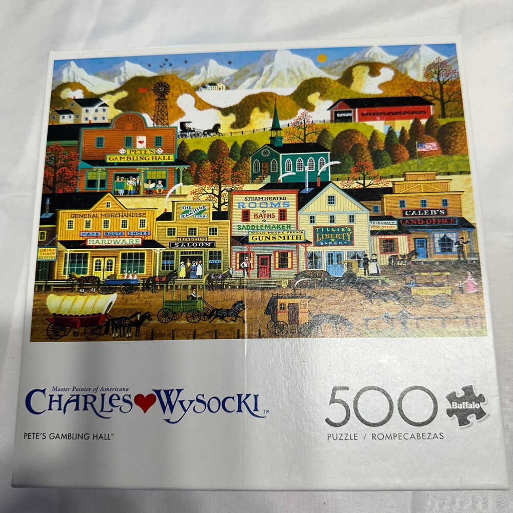 Charles Wysocki Pete’s Gambling Hall 500 Piece Puzzle Buffalo New Unopened